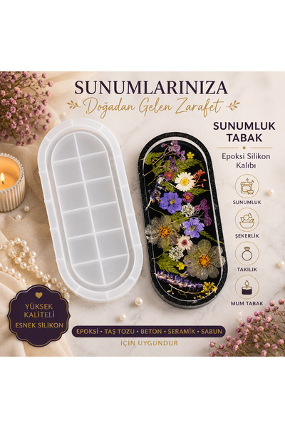 Şenhomee Epoksi Silikon Kalıp Oval büyük kalıp sunumluk tabak kalıbı
