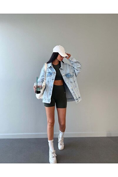 HerTon Women's Oversize Denim Shirt Jacket