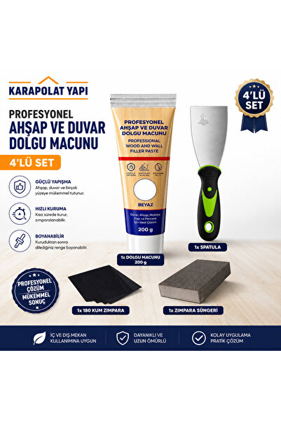 KarapolatYapı Beyaz Renk Duvar Ahşap Parke İçin Tamir Macunu Seti (Tamir Macu...