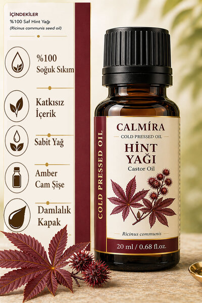 CALMİRA Hint Yağı 20ml. / %100 Saf & Katkısız / Hekzan içermez / Castor Oil /...