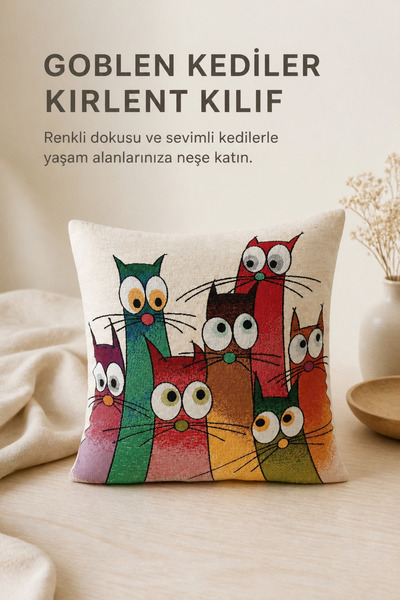 KIRLENT EV Tapestry Cats Throw Pillow Case