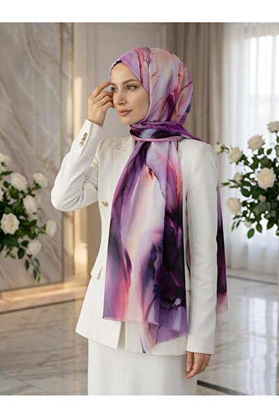 Vissona %100 Saf İpek Şal İnce Saten Vual Dokuma Fresh 90x210 Şal