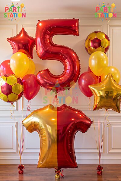 Parti Station Sarı Kırmızı Balon Set Sarı Kırmızı 5 Yaş Balon Set Futbol Balo...