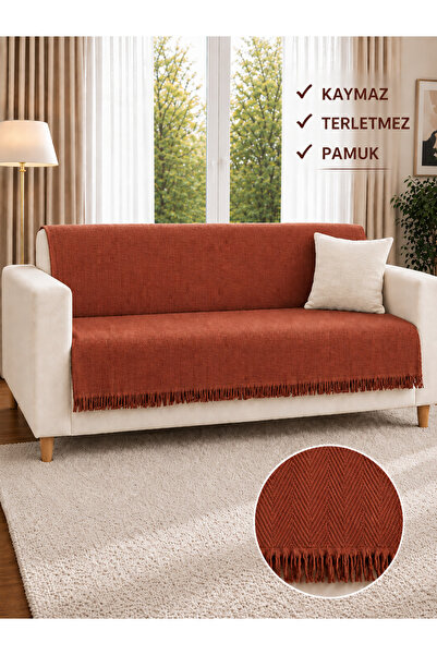 SEVHOME CONCEPT %100 Pamuk Kaymaz & Terletmez & Saçaklı & Yumuşak Koltuk Örtü...