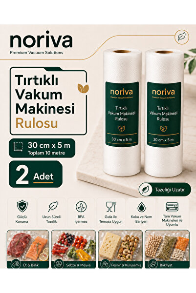 Noriva Tırtıklı Rulo Vakum Makinesi Poşeti- Torbası 30 cm x 10 Metre
