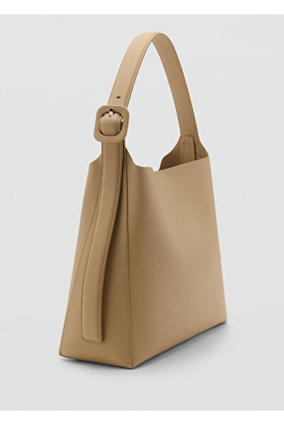 MANGO Woman Leather Look Bucket Bag