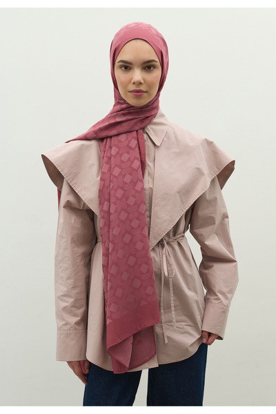 Freshscarfs Oslo Pamuk Floş Jakarlı Şal Vintage Rose