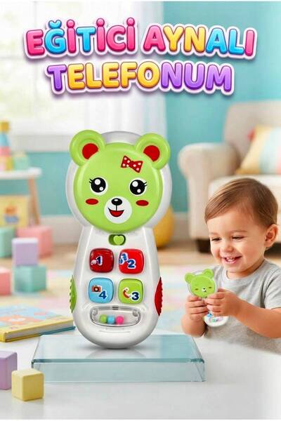 Tıfıl Toys Eğitici Aynalı Müzikli Telefon - Işıklı Sevimli Ayıcık Figürlü Beb...
