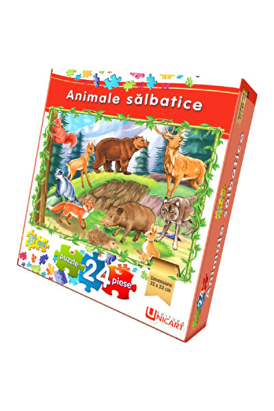 Editura Unicart Puzzle 24 piese - Animale Salbatice 33x23 cm