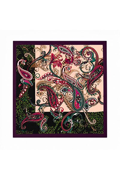 Axesoire 13458 Mor Etro Desenli Kadın Saten Fular 50x50 cm Bandana Boyun Fula...