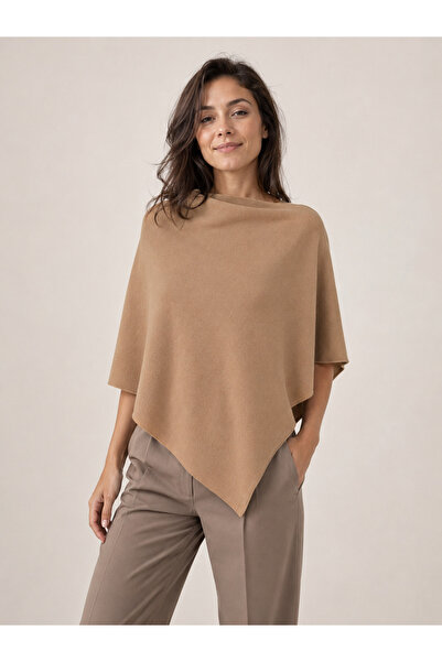 Sebir Moda Asymmetrical Cut Knitwear Acrylic Poncho