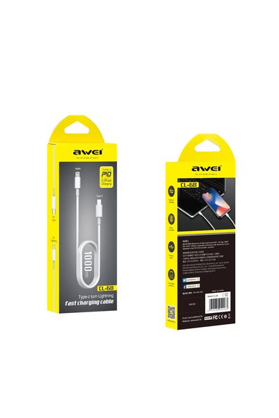 AWEI Cablu USB-C la iP CL-68 PD, 1m, Alb