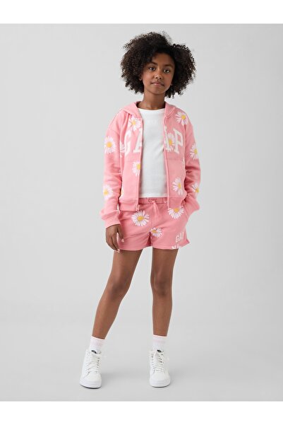 GAP Kız Çocuk Pembe Logo Fransız Havlu Kumaş Pull-On Şort