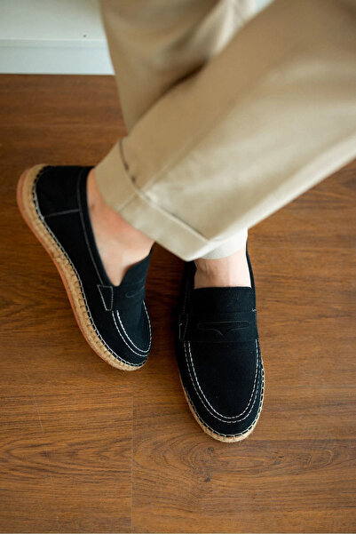 by selvi Lukka Shoes Rose Black Genuine Leather Suede Men's Loafer