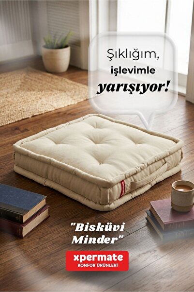 XPERMATE Yer Minderi Bisküvi Minder Petek Önü Fransız Minder 55x55x14 Balkon ...