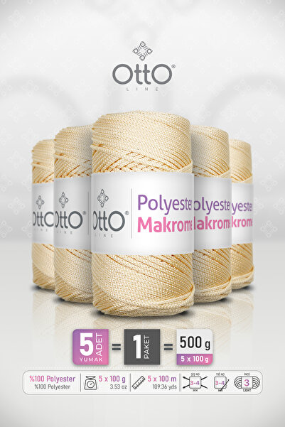 Otto Polyester Macrame - Cream - 5-Pack - 2Mm/100Gr/100M - Supla, Accessory a...