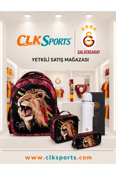 Galatasaray "Roaring Arslan" School Bag, Double Eyed Pencil Bag, Thermos Flas...