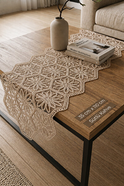 Tilda BSC. & Home Tablecloth with French Lace Detail, Beige Single Runner, Ru...