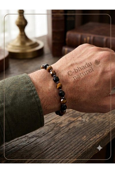 c-bhadu naturel Certified Polygonal Opal, Onyx, Hematite Natural Stone Bracelet