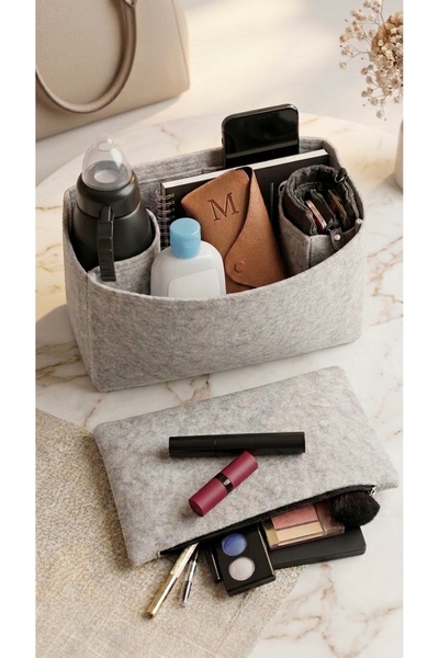MARJİNAL W CLUB Long...... Medium Yandan Clutch Cantali Organizer Gri Renk