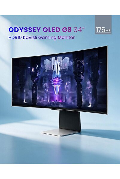 Samsung 34" OLED LS34BG850SUXUF 0.03MS 175Hz HDMI-DP Kavisli Gaming Monitör (...