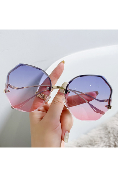 Choice blue pink Vintage Oversized Square Cat Eye Sunglasses Women Metal Fram...