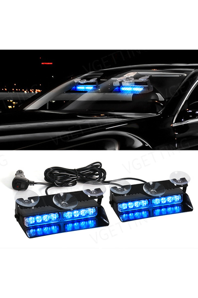 Choice أضواء LED أمامية زرقاء 2 في 1 للسيارة، مصابيح تحذير وامضة للزجاج الأما...
