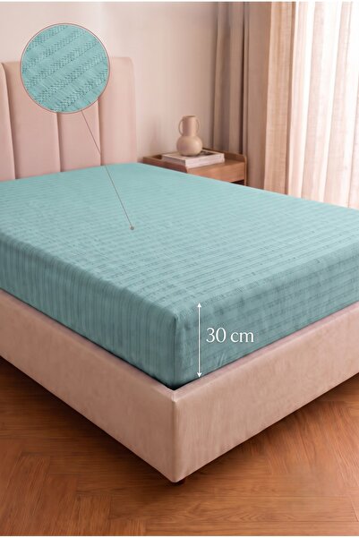 Miabella Home 100% Cotton Textured Double Fitted Sheet Soft-Textured Single F...