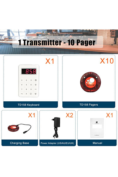 Choice Set Of TD158 Retekess TD158 Pagers For Restaurant Coaster Buzzers Rece...