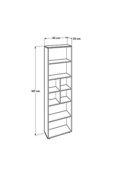 Adore Yeni White 8 Bölmeli Kitaplık 23x55x187