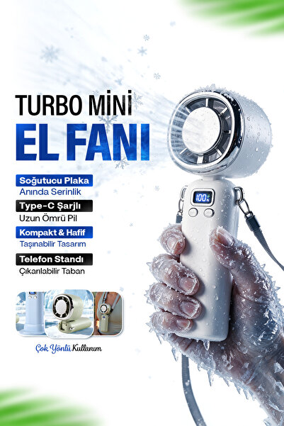 EN SİGA Katlanabilir Turbo El Fanı 100 Hız Dijital Ekran 3600 mAh Şarjlı