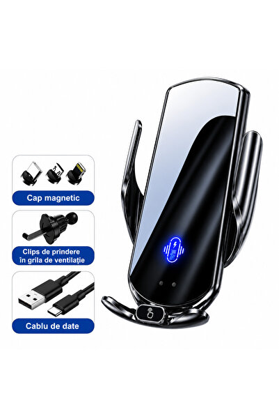 OEM Suport Auto cu Încărcare Wireless 15W Q15, Prindere Grilă Ventilație, Rot...