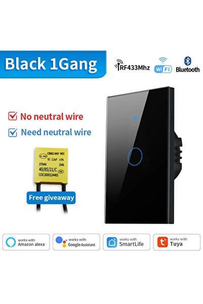Choice7 TNCE WIFI Blakc 1Gang TNCE Tuya WiFi+Bluetooth/Zigbee Smart Wall Swit...