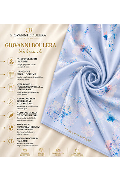 Giovanni Boulera Mulberry ipek eşarp safir bahçesi 4206890