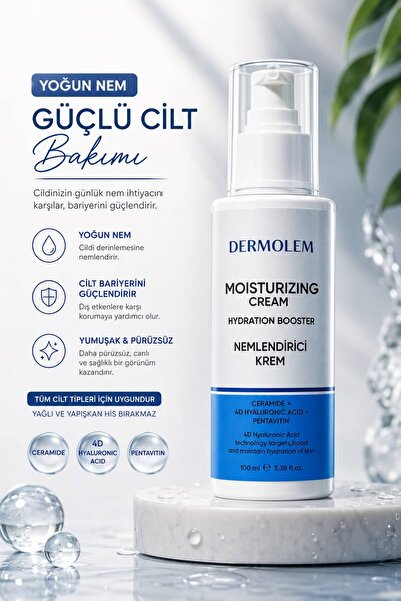 Dermolem Nemlendirici Krem - Gün Boyu Nem & Işıltı, Hafif Yapı, 100 ml