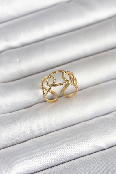 Inure Jewelry خاتم نسائي من الفولاذ 316L بلون ذهبي