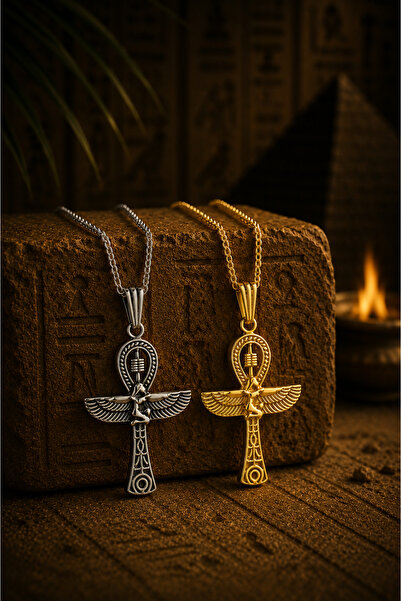 Alaja Silver Ankh Kanatlı Isis Ve Mısır Sembolleri Detaylı Parlak Gold Rengi ...
