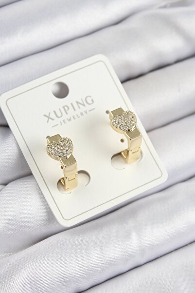 Inure Jewelry أقراط نسائية من Xuping Zircon Stone على شكل قلب باللون الذهبي