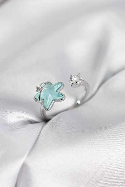 Inure Jewelry Silver Color Turquoise Star Model Women's Ring