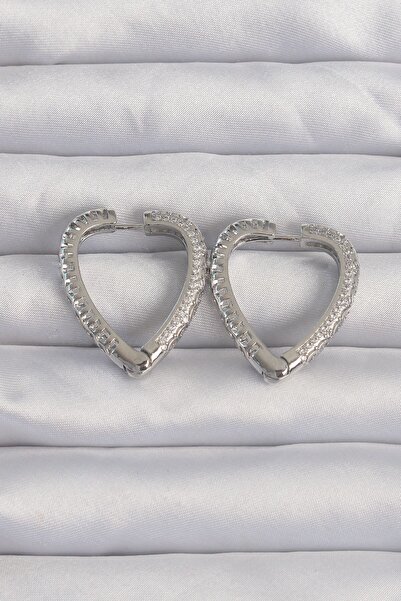 Inure Jewelry النحاس الفضة اللون الزركون حجر عزر القلب أقراط