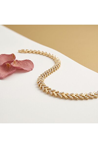 Snartun Xuping Zircon Stone Arrowhead Pattern Gold Bracelet – Elegant and Mod...