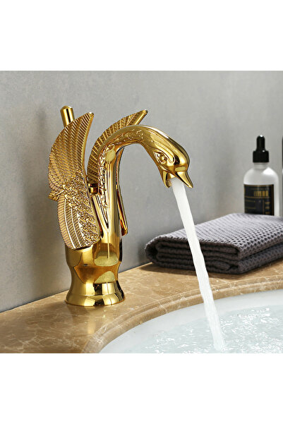 Choice Gold Short Golden Basin Faucet Deck Mount Sink Short Faucets Swan Shap...