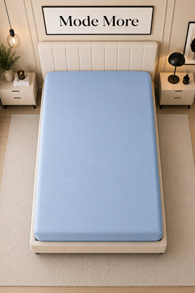 Mode More Blue Colored 100% Cotton Combed Fabric Elastic Bed Sheet (6 Differe...