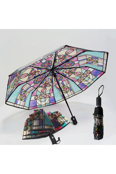 Choice 8K automatic-1pcs Church Retro Transparent Large Umbrella Stained Glas...