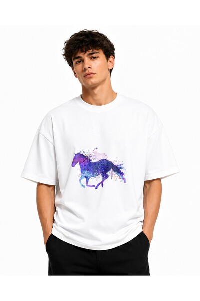 Inscriptie Tricou Unisex Bumbac Premium Casual " Horse watercolor painting "