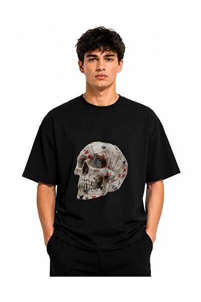 Inscriptie Tricou Unisex Bumbac Premium Casual " Craniu cu carti "