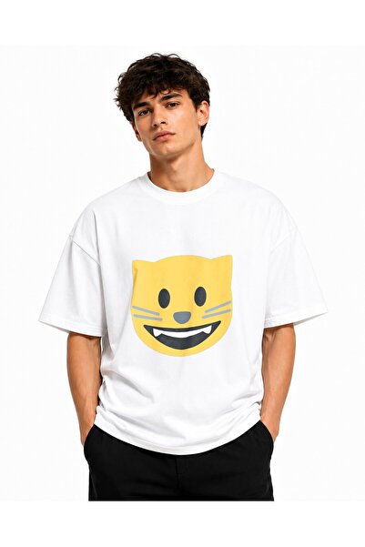 Inscriptie Unisex Βαμβακερό T-Shirt Υψηλής Ποιότητας  "Smile Cat "
