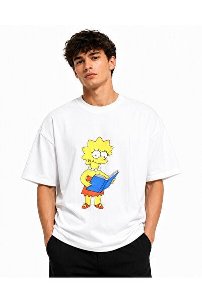 Inscriptie Tricou Unisex Bumbac Premium Casual " Lisa Simpson reading "