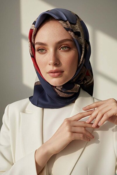 Vissona % 57 İPEK % 43 VİSKON Twill İpek Gold Efektli Geometrik Desenli Laciv...