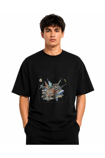 Inscriptie Ουνισέξ Βαμβακερό T-Shirt Υψηλής Ποιότητας  "Θαύματα του Κόσμου 2 "